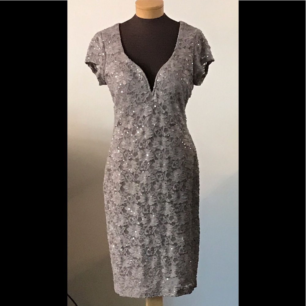 “Connected” brand dress w/mauve lace and sequins.